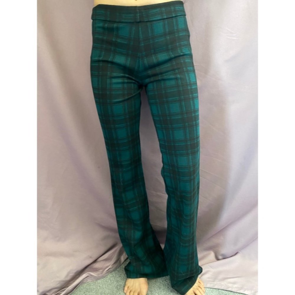 Vintage green plaid bell bottom pants size s